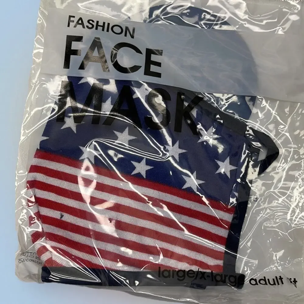 (5) USA FLAG Adult L/XL Cotton Face Masks